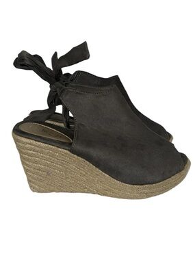 Refresh Bow Accent Emery Platform Wedge Espadrille Sandals Women’s 10 Gray